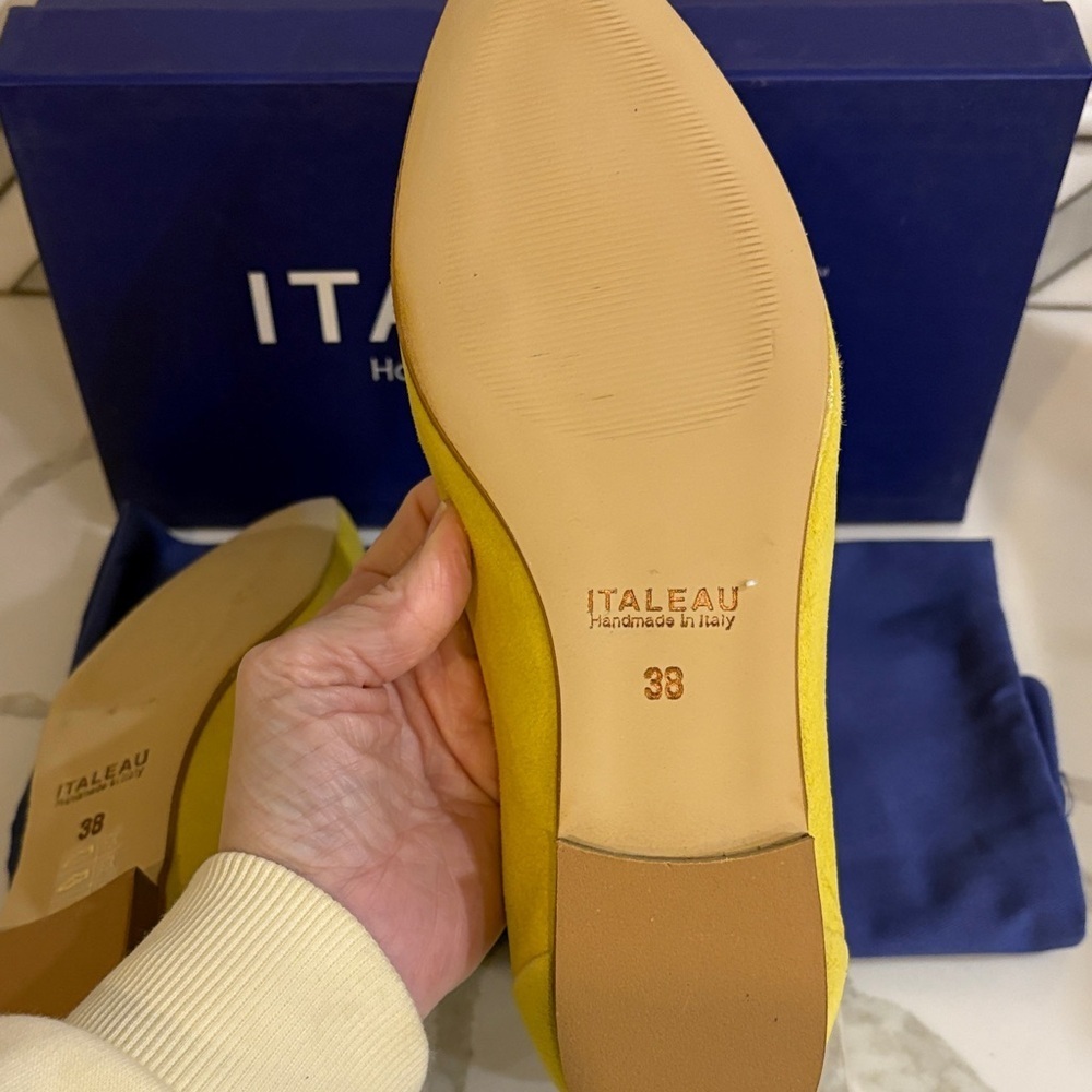 Italeau Yellow Suede Flats - Picture 8 of 10